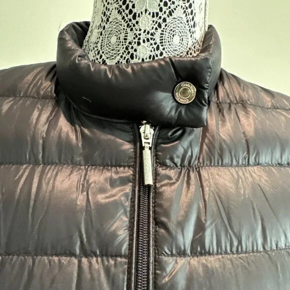 Calvin Klein Black Premium Down puffer Jacket Short, Woman’s Medium zip pocket - Picture 3 of 14
